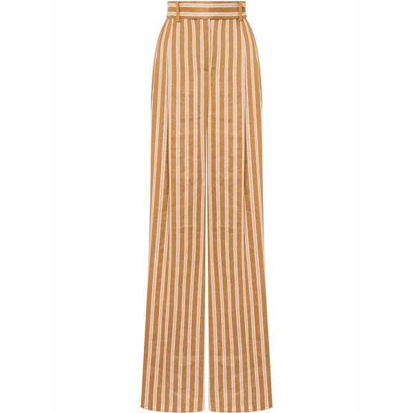 アルベルタ フェレッティ レディース 心地よいズボン下 ボトムス Striped wide-leg trousers Brown