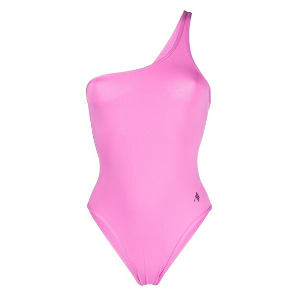ジ アティコ レディース 衣裳 トップス One-shoulder logo-print swimsuit Pink