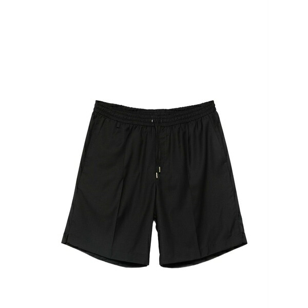 ブリ後ろ側 1949 メンズ 心地よいズボン下 ボトムス Molokaip pleated drawstring shorts Black