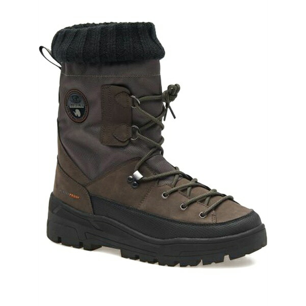 ナパピリ メンズ ブーツ シューズ Knitted-panel boots Brown