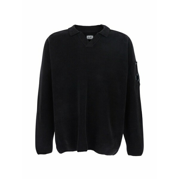 シーピーカンパニー メンズ 編み物\u0026プルオーバー アウター Lens-detail patch sweater Black