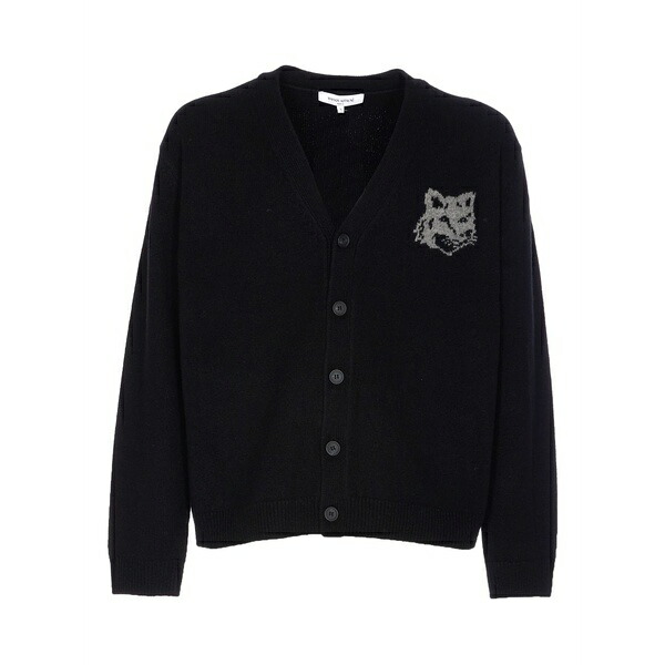 住み家 稲荷 メンズ ジレー アウター Fox-head buttoned cardigan Black