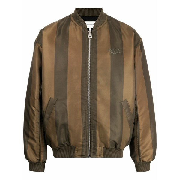 棲み家 稲荷 メンズ 上衣＆上衣 アウター Striped bomber jacket Green