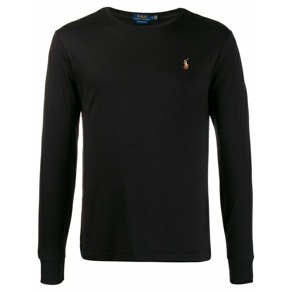ラルフローレン メンズ ティーシャツ トップス Logo-embroidered long-sleeve t-shirt Black