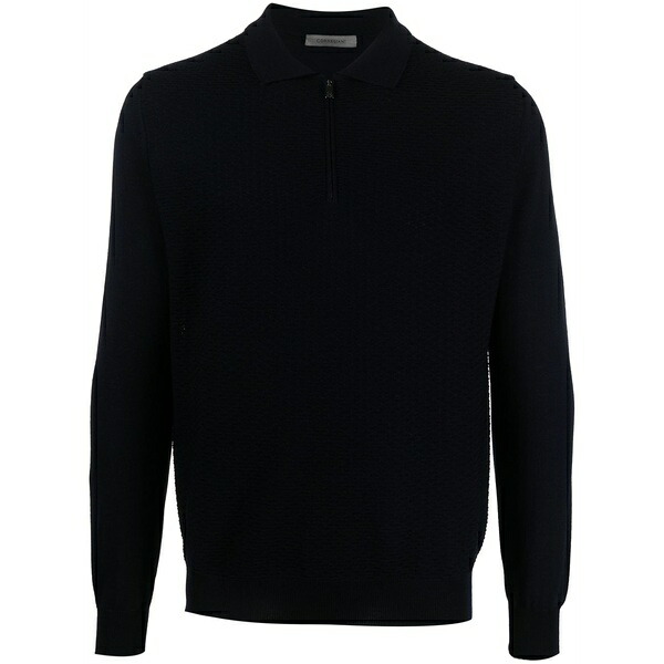 コルネリアーニ メンズ スポーツシャツ トップス Fine-knit virgin wool polo shirt Blue