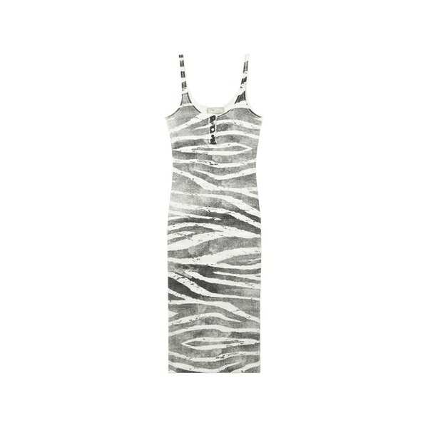 ブルマリン レディース 衣裳 トップス Zebra-print button-detail MIDI dress White