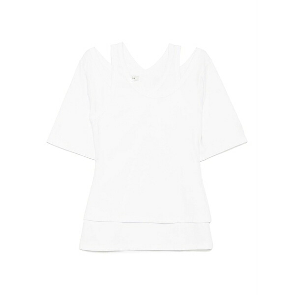 ゴエンジェイ レディース ティーシャツ トップス Dual-layer short-sleeve top White
