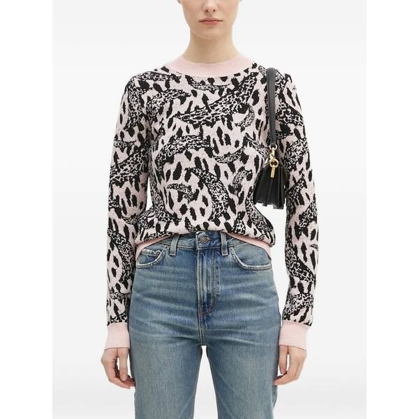 フィオルッチ レディース 編み物\u0026スウェーター アウター Leopard-jacquard crew-neck sweater Pink