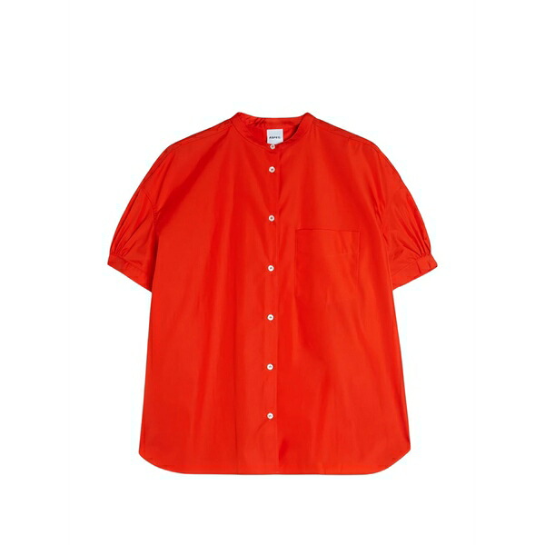 アスペジ レディース プルオーバー トップス Pocket short-sleeve shirt Red