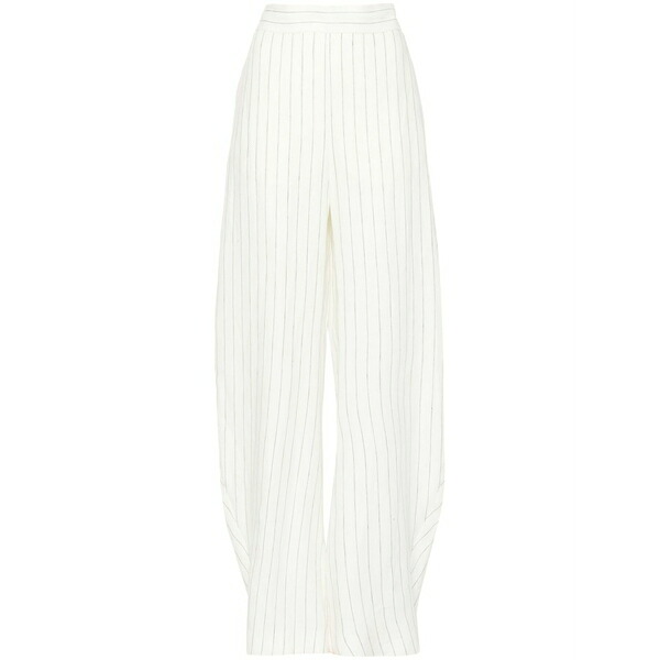 アレッサンドロ ヴィジランテ レディース 心地よいズボン下 ボトムス Pinstriped high-waist palazzo trousers White