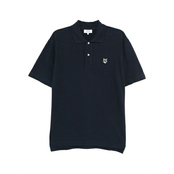 棲み家 狐狸 メンズ スポーツシャツ トップス Embroidered logo polo shirt Blue
