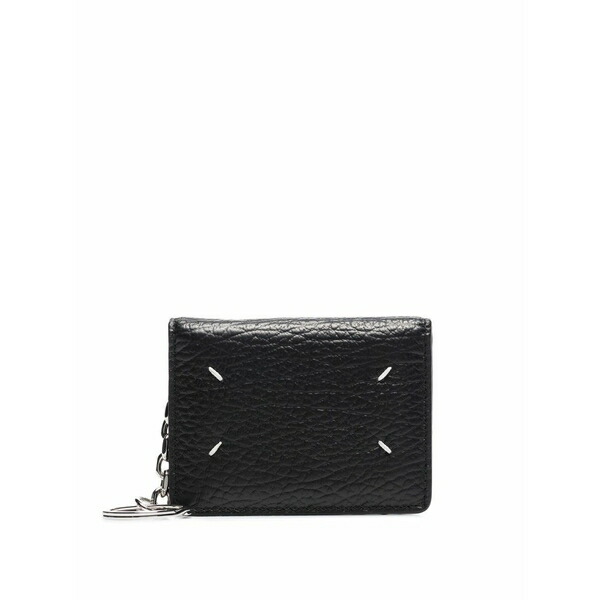 マルタンマルジェラ レディース 金入れ 付属物 Four stitches chain leather wallet Black