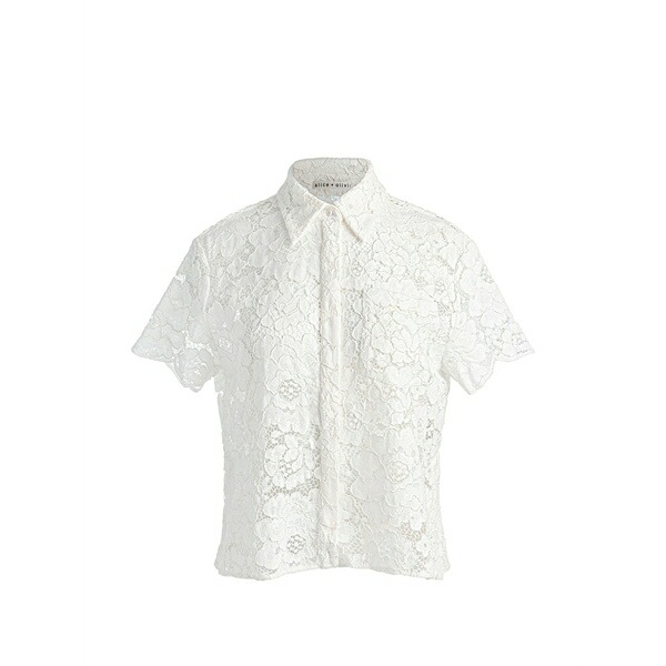 アリス アンド オリビア レディース プルオーバー トップス Lane lace-embroidered shirt White