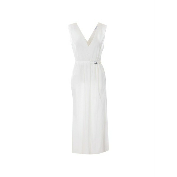 パトリツィア ペペ レディース 衣裳 トップス V-neck buckled MIDI dress  White