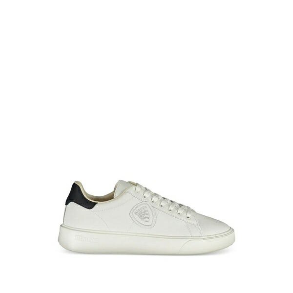 ブラウアー メンズ スニーカー シューズ Logo-patch leather sneakers White