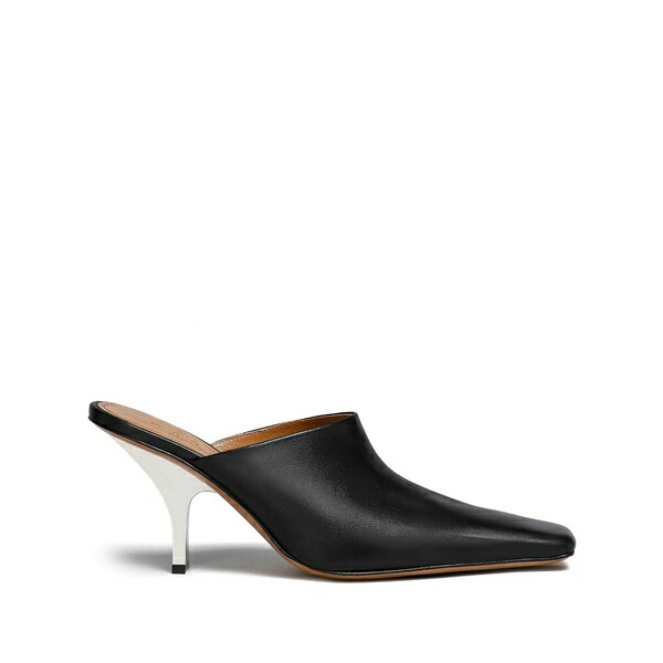 マルニ レディース サンダル シューズ Square-toe heeled leather mules Black