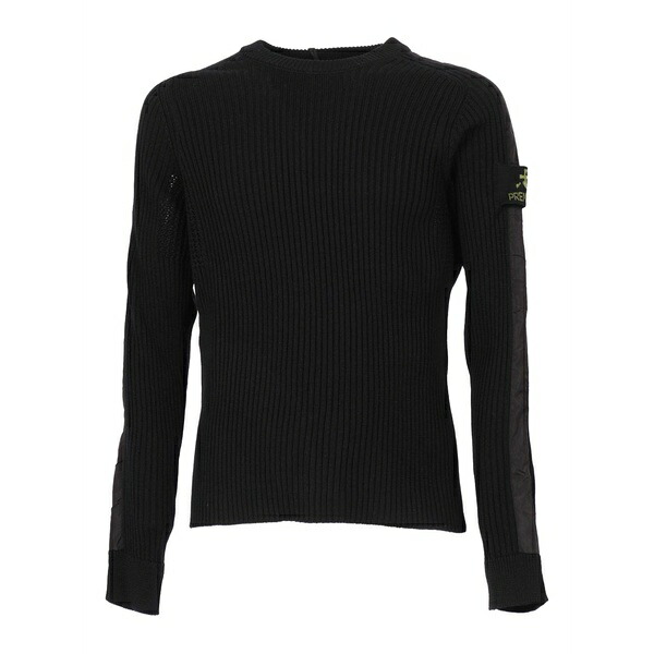 プレミアータ メンズ 編み物\u0026プルオーバー アウター Ribbed crew-neck sweater Black