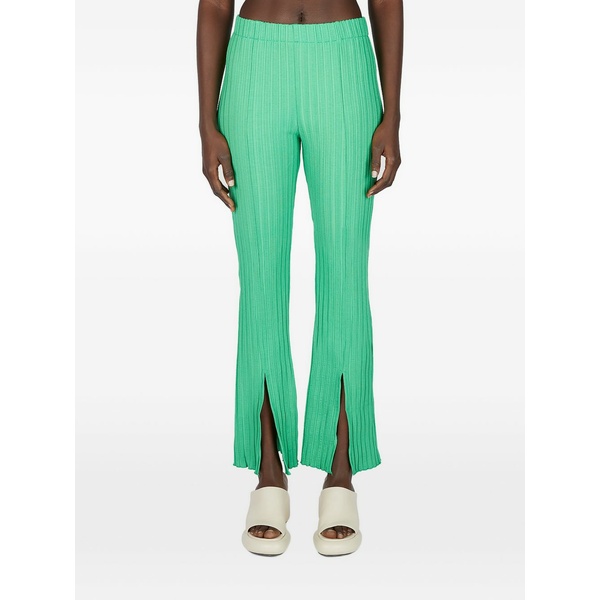 サイモン銀鏡 レディース 心地好いズボン下 ボトムス Pleated high-waisted trousers  Green
