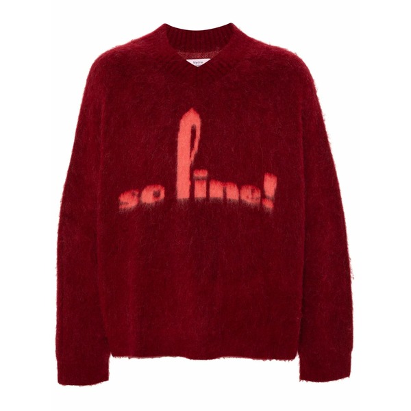 マーティン・サクラ色 レディース 編み物\u0026スウェーター アウター Brushed v-neck sweater Red