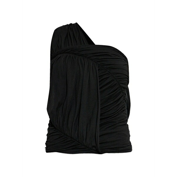 リックオウエンス レディース プルオーバー トップス Draped one-shoulder top Black