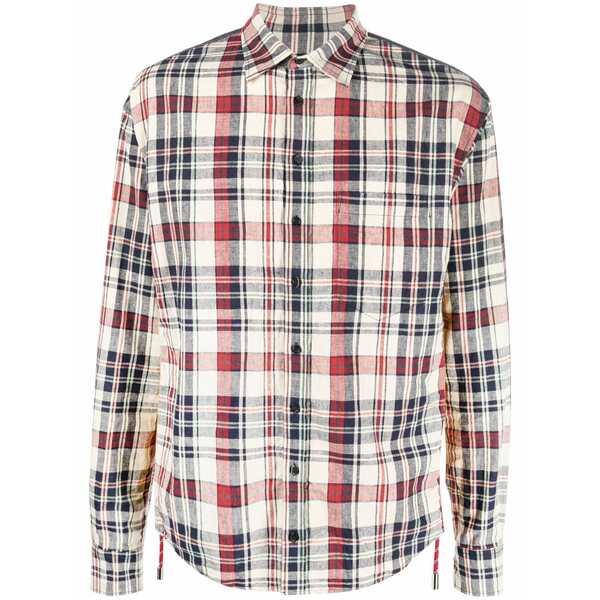 ディースクエアード メンズ プルオーバー トップス Panelled check-print shirt Neutrals