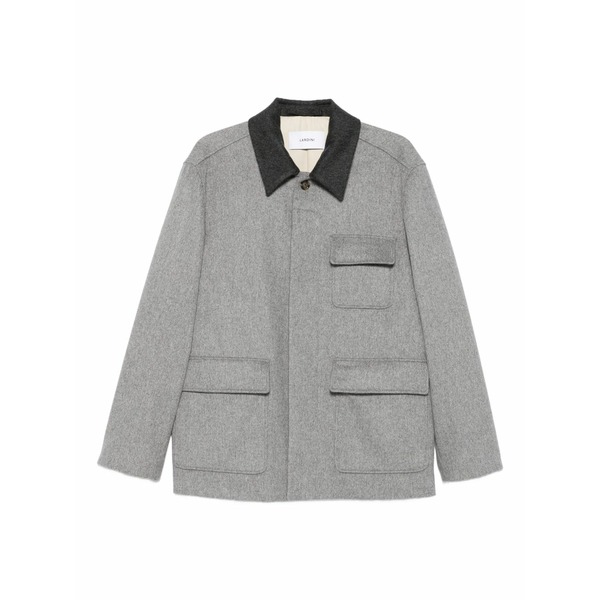 ラルディーニ メンズ 上衣＆上衣 アウター Contrast-collar wool shirt jacket  Grey