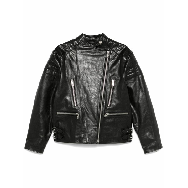 ツイン仕掛ける レディース 上衣＆上衣 アウター Leather biker jacket Black