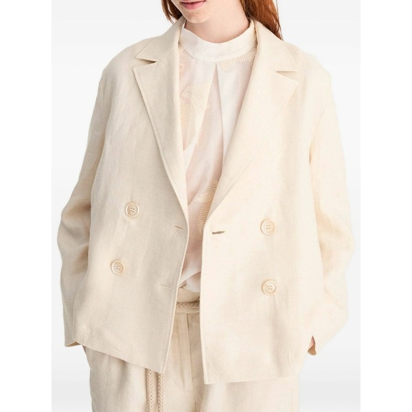 ビアンカランシア レディース 上衣＆上衣 アウター Rear-slit double-breasted jacket Neutrals