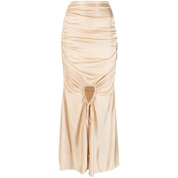 アンドレダモ レディース スコート ボトムス Gathered-detail asymmetric-hem skirt Neutrals