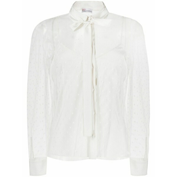 レッドヴァレンティノ レディース プルオーバー トップス Point d\u0027esprit long-sleeved blouse White