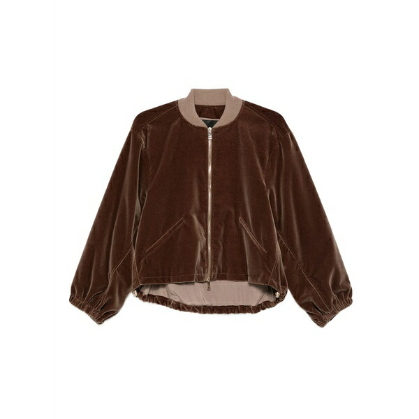 ファビアナ フィリッピ レディース 上衣＆上衣 アウター Velvet zip-up bomber jacket Brown