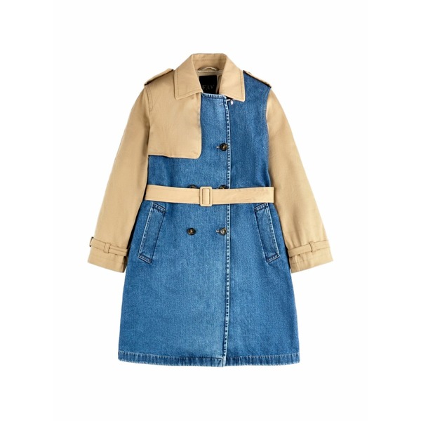 フェイ レディース 厚地の外套 アウター Panelled-design belted coat Blue