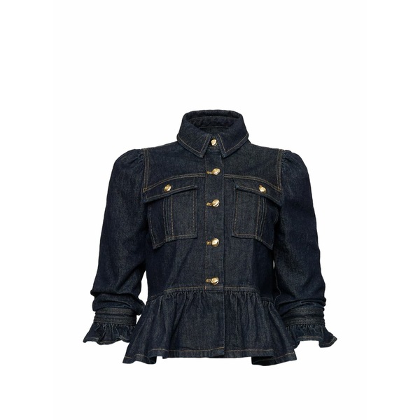 サンクアセプト レディース 上衣＆上衣 アウター Delanie button-up ruffled-sleeve denim jacket Blue