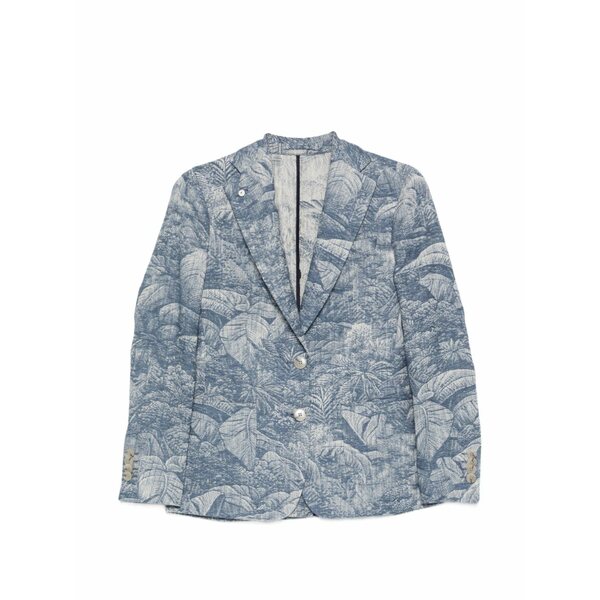 エルビーエム1911 レディース 上衣＆上衣 アウター Floral-jacquard single-breasted blazer Blue