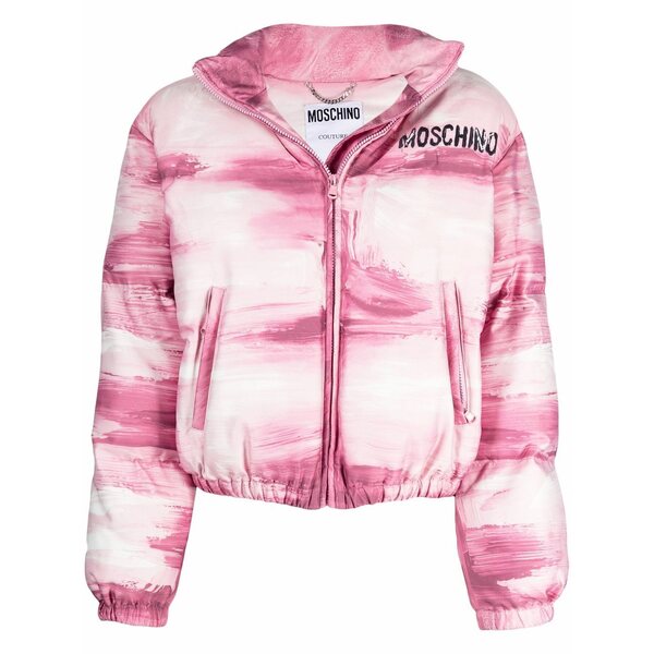 モスキーノ レディース 上衣＆上衣 アウター Brushstroke-print puffer jacket Pink