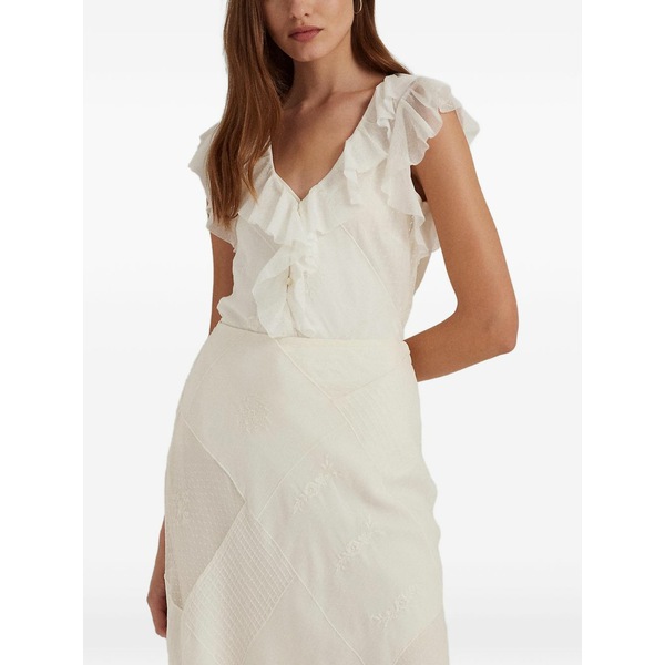 ラルフローレン レディース プルオーバー トップス Ruffled-neck top Neutrals