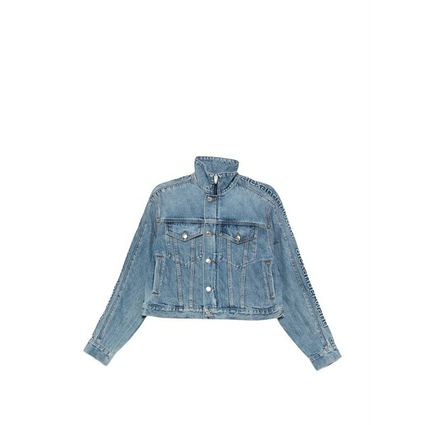 アレキサンダーワン レディース 上衣＆上衣 アウター Logo-lettering denim jacket Blue