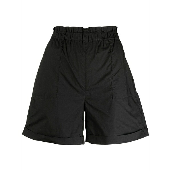 羊毛 一財産 レディース 心地よいズボン下 ボトムス Gathered-waist shorts Black