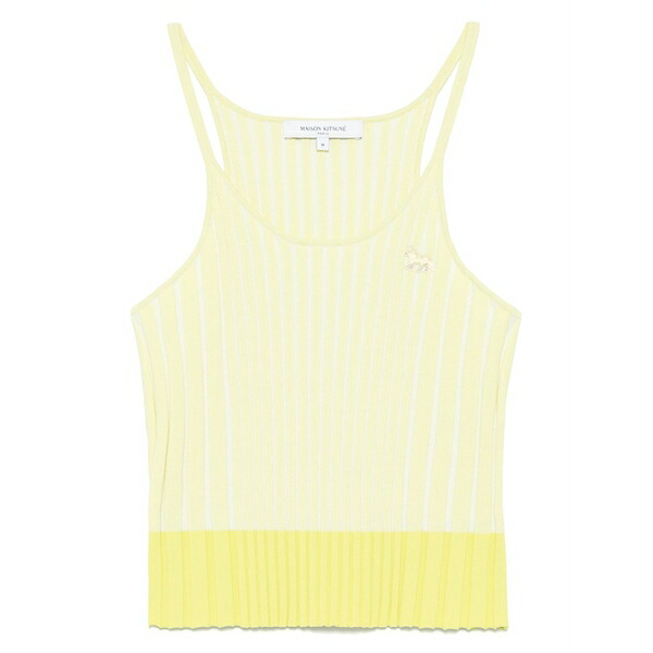 棲み家 稲荷 レディース カットソー トップス Baby fox-patch ribbed tank top Yellow