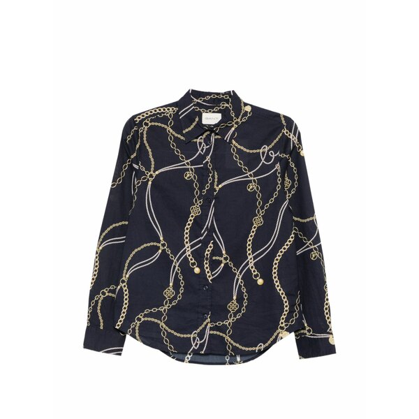 ガント レディース プルオーバー トップス Chain-print long-sleeved shirt Blue