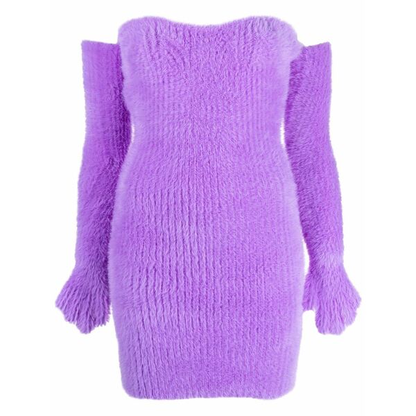 象牙色 レディース 編み物\u0026スウェーター アウター Fuzzy gloves off-shoulder minidress Purple