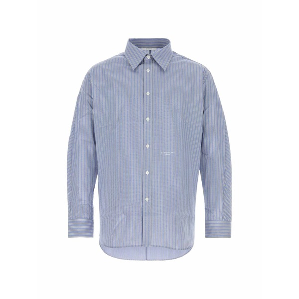 ジバンシー メンズ プルオーバー トップス Striped embroidered-logo shirt Blue