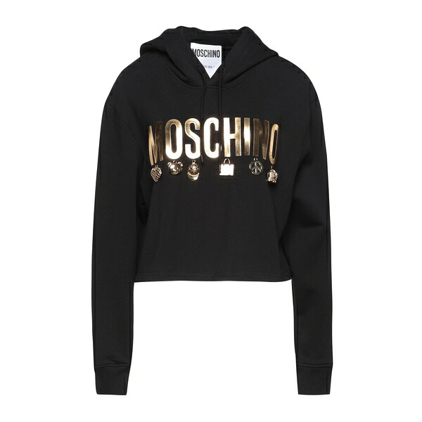 【貨物輸送無料】 モスキーノ レディース パーカー・スウェットシャツ アウター Sweatshirts Black