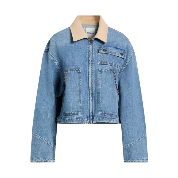 【送料無料】 サンドロ レディース ジャケット&ブルゾン アウター Denim outerwear Blue|asty