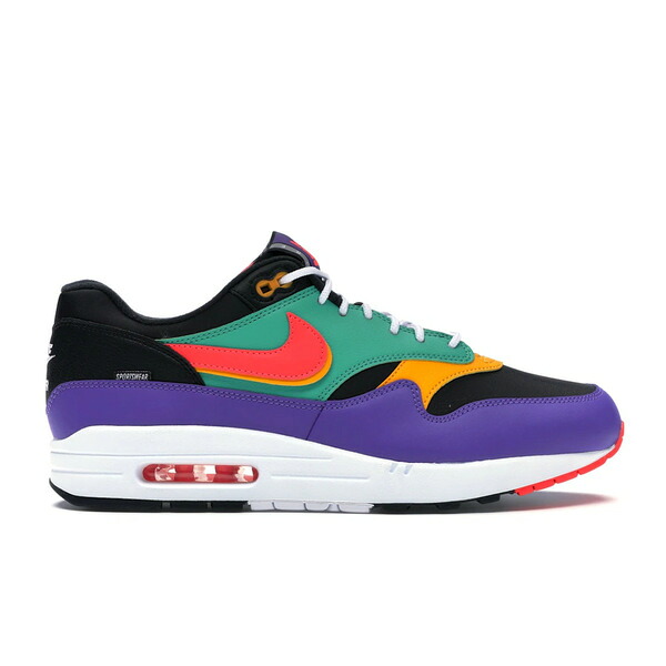 Nike ナイキ メンズ スニーカー  【Nike Air Max 1 Windbreaker】  大きさ US_8(26.0珊) Black/Flash Crimson-Kinetic Green-Psychic Purple-University Gold-White