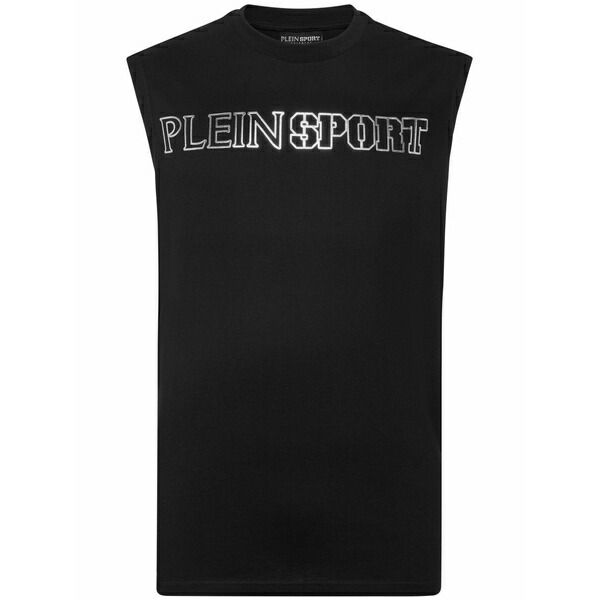 プレインスポーツ メンズ Tシャツ トップス Logo-print cotton vest Black｜asty