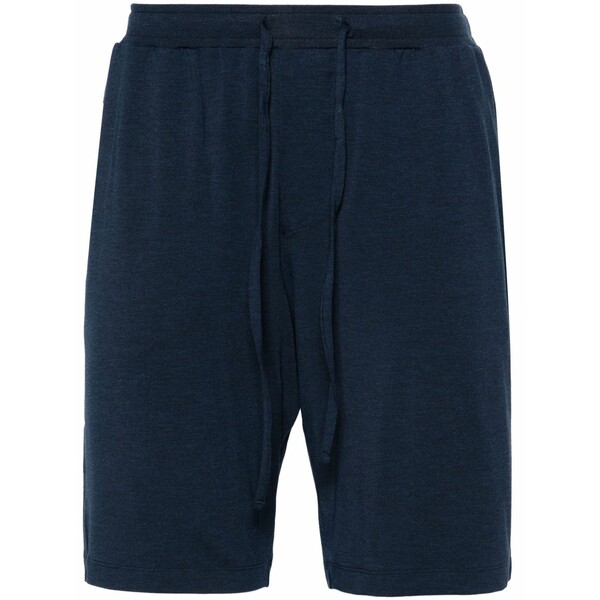 ハンロ メンズ 心地好いズボン下 ボトムス Ribbed-waist jersey bermuda shorts Blue