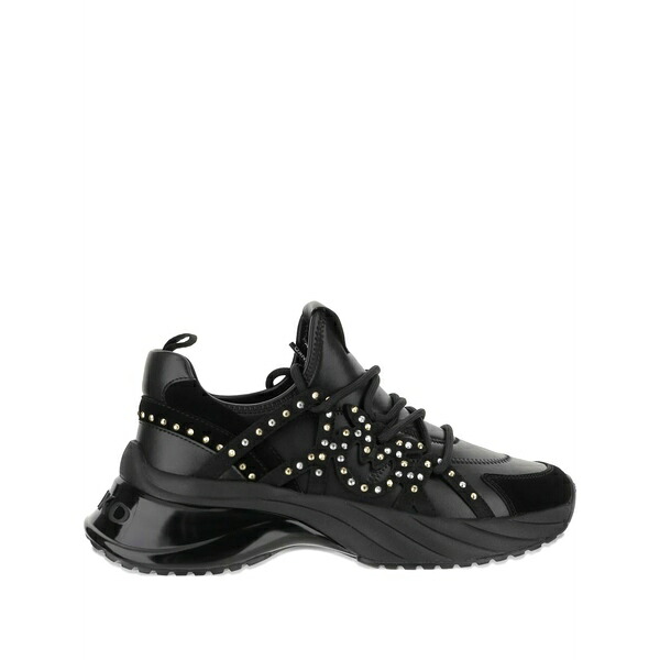 ピンコ レディース スニーカー シューズ Rhinestone-embellished lace-up sneakers Black｜asty