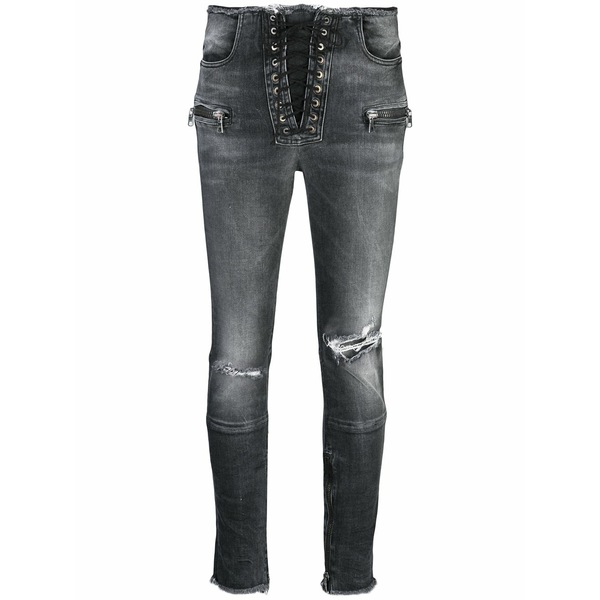 アンラベル プロジェクト レディース デニムパンツ ボトムス Distressed skinny jeans Black|asty