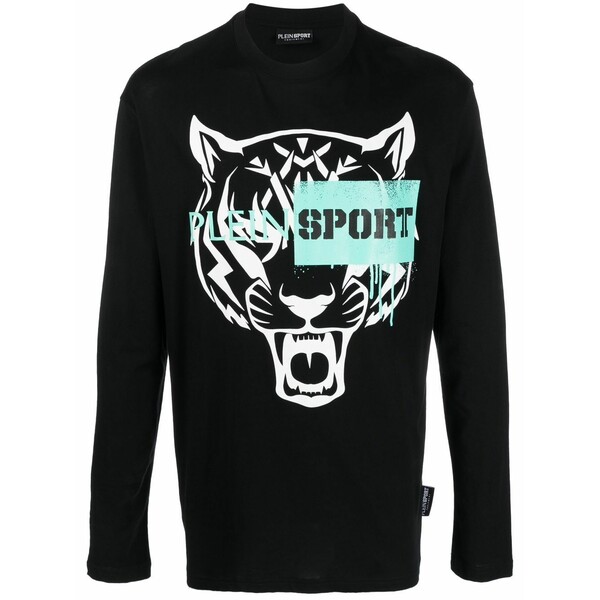 飾り気の無い運動競技 メンズ ティーシャツ トップス Tiger-motif long-sleeved t-shirt Black トップス-メンズファッション-Tシャツ・カットソー